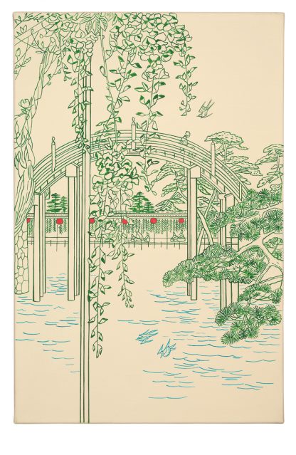 Udo Kaller | Trommelbrücke mit blühender Glyzinie im Shintō-Schrein Tenjin